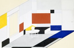 Piet Mondrian, Farbentwurf für den Salon der Ida Bienert (Axono Ein kubistisches Gemälde