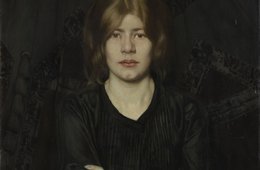 Oskar Zwintscher, Bildnis einer Dame mit Zigarette, 1904 Frau, die eine Zigarette in der Hand hält