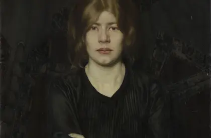 Oskar Zwintscher, Bildnis einer Dame mit Zigarette, 1904 Frau, die eine Zigarette in der Hand hält