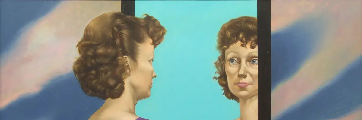 Gemälde einer Frau, die sich in einem Spiegel betrachtet