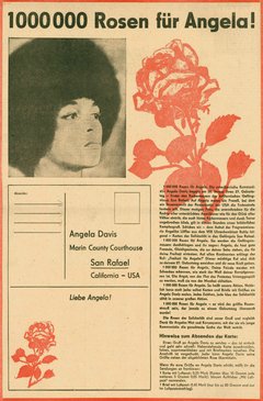 &quot;1000000 Rosen für Angela!&quot; Postkartenvorlage, 1971